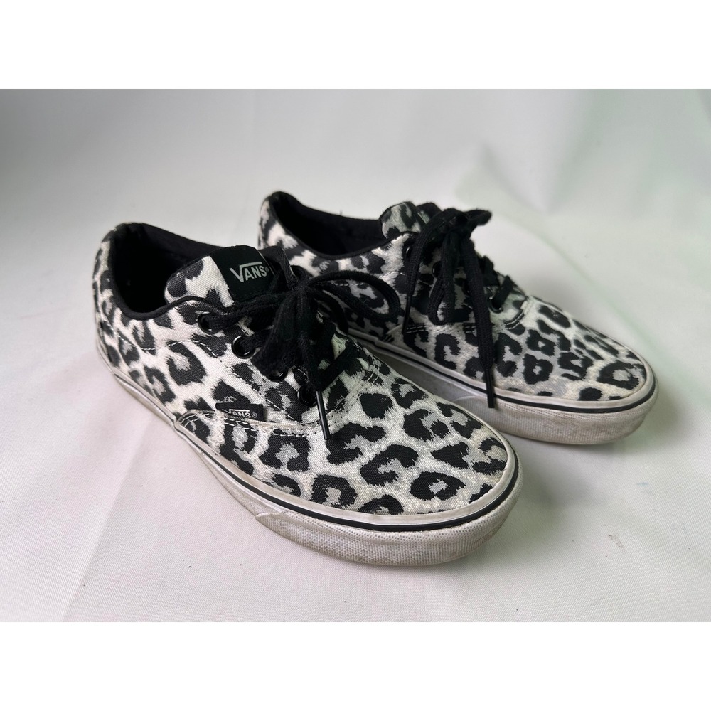 Vans Era Leopard Print Shoes‎ Women's Size 6 Black White Low Top Skate Sneakers